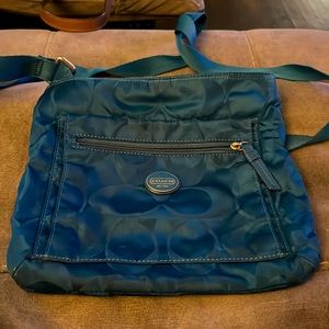 Teal crossbody coach purse